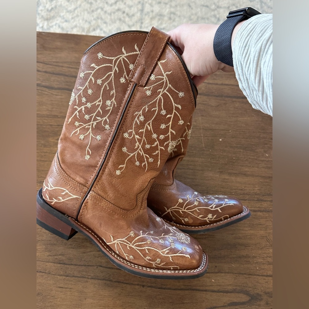 Laredo LA1043 Womens 7M Brown Leather Embroidered Western Cowboy Boots - Picture 3 of 8